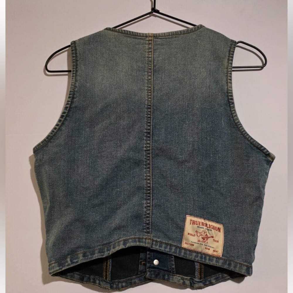 True Religion Blue Denim Vest P to P 18” - Picture 4 of 4